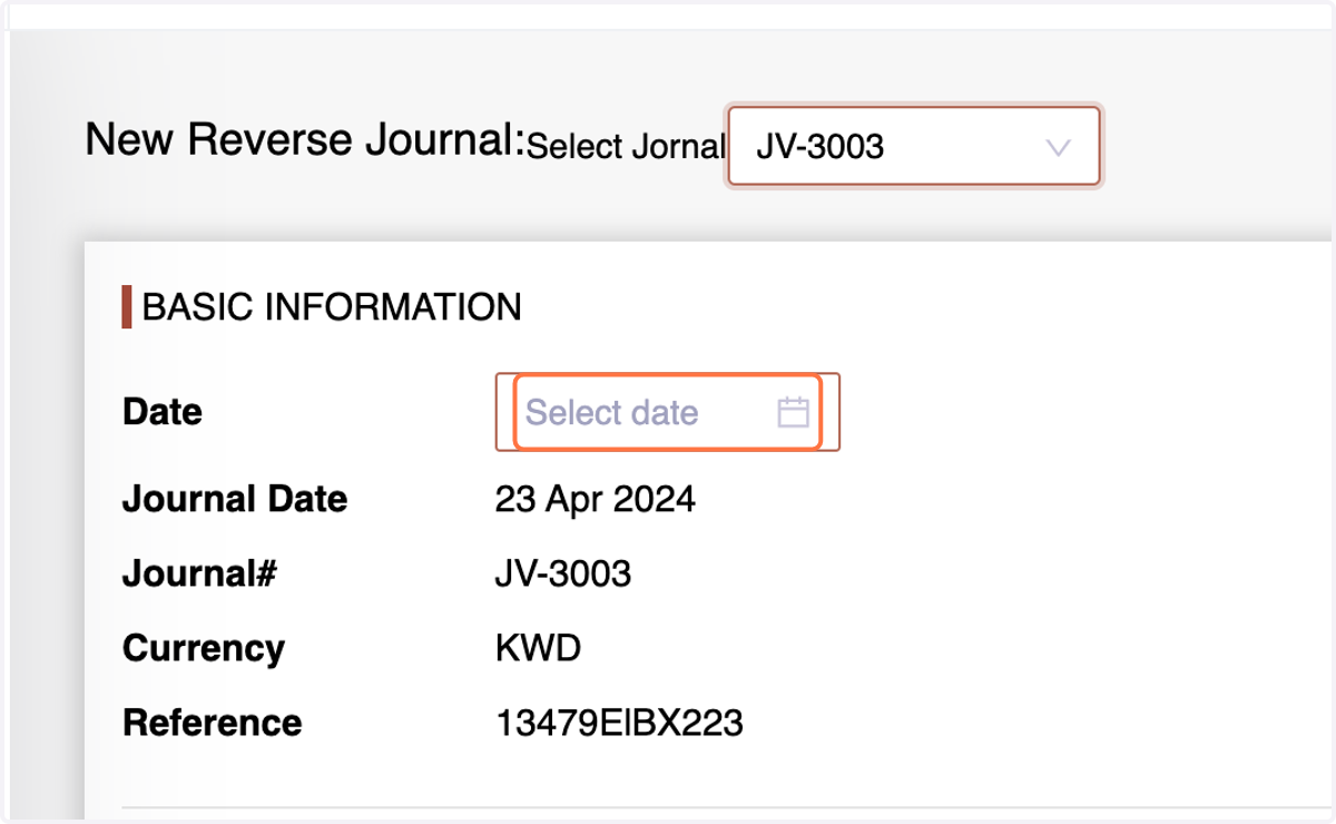 Enter the Date for the reversal entry.