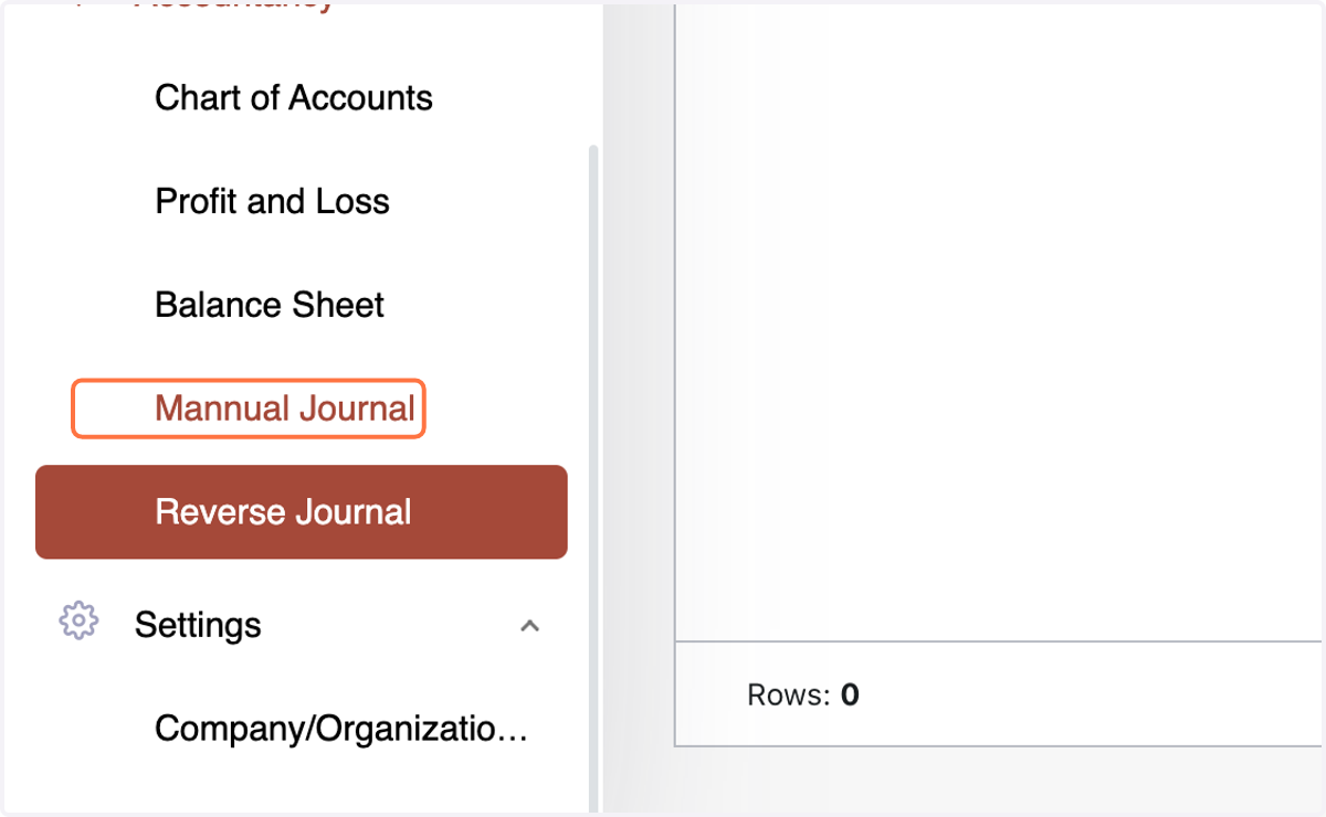 Alternatively, navigate to the Manual Journal Menu.