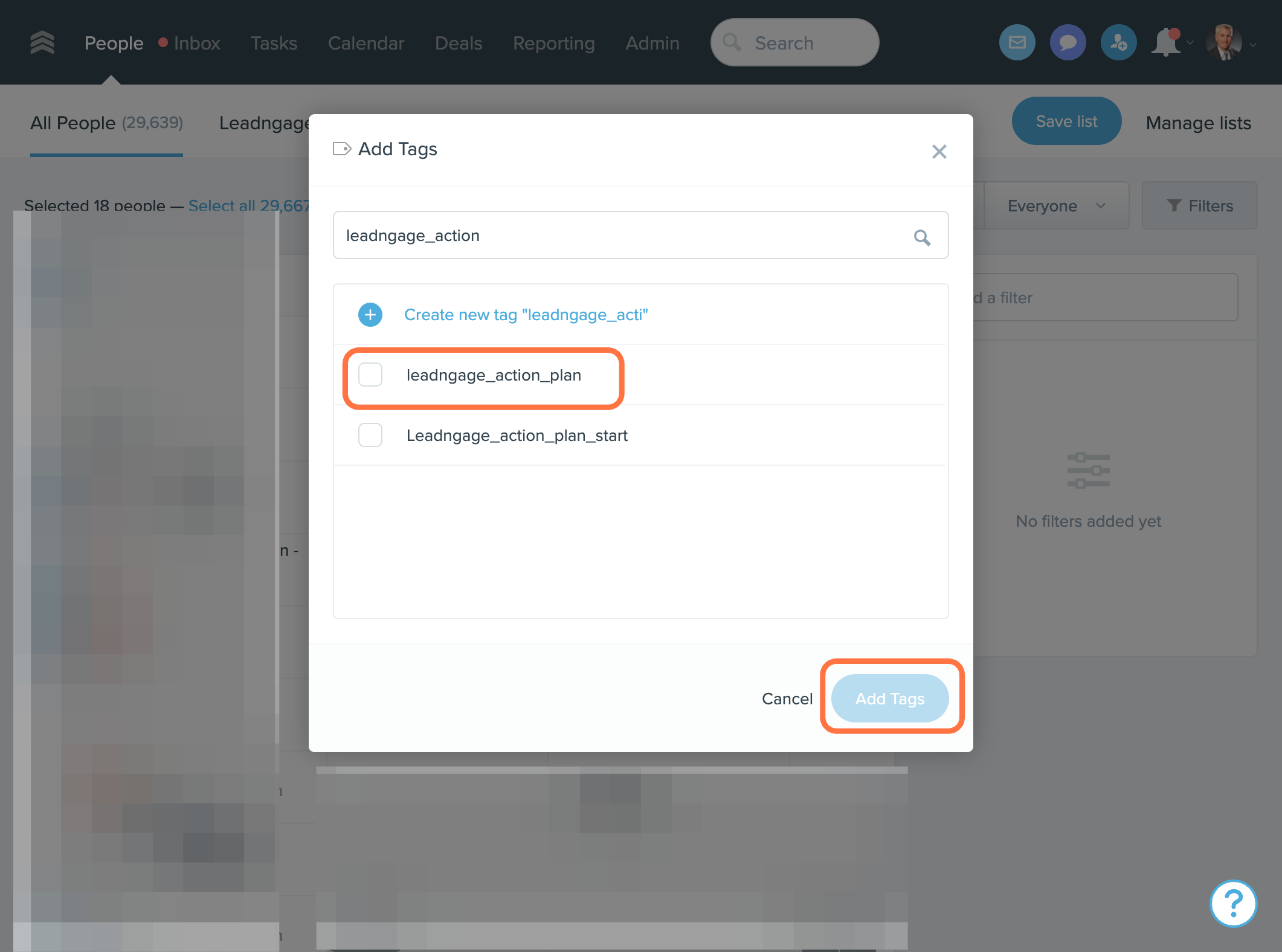 Add or create the leadngage_action_plan and save
