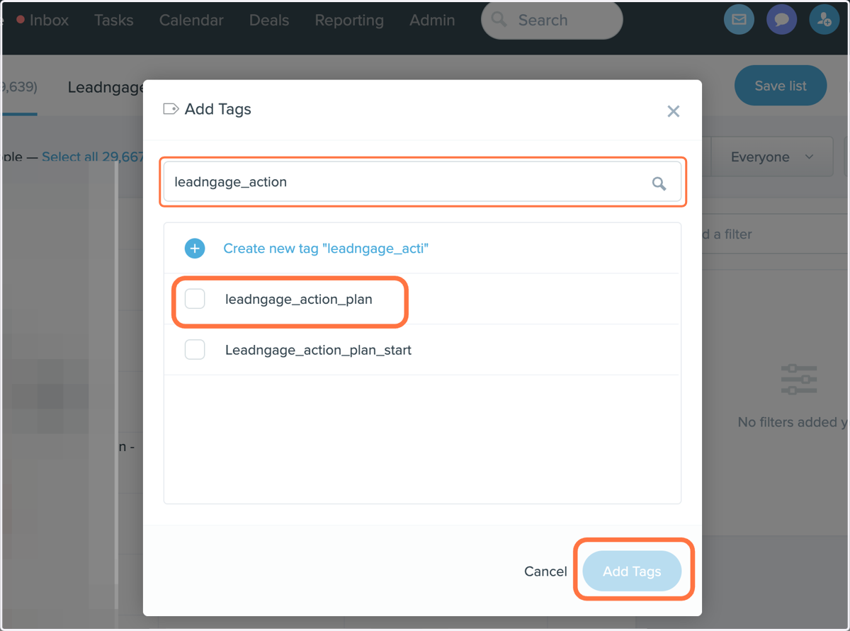 Add or create the leadngage_action_plan and save