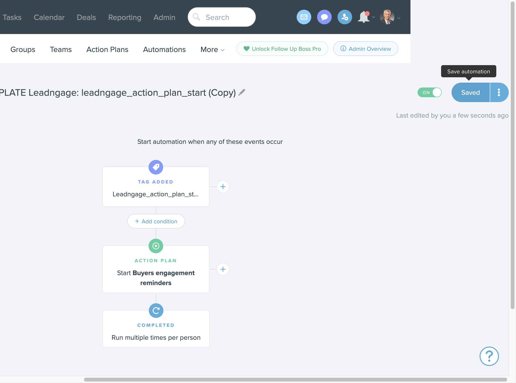 Turn on automation and save