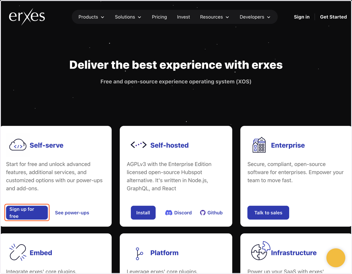 Self-serve хэсгийн Sign up for free дээр дараарай