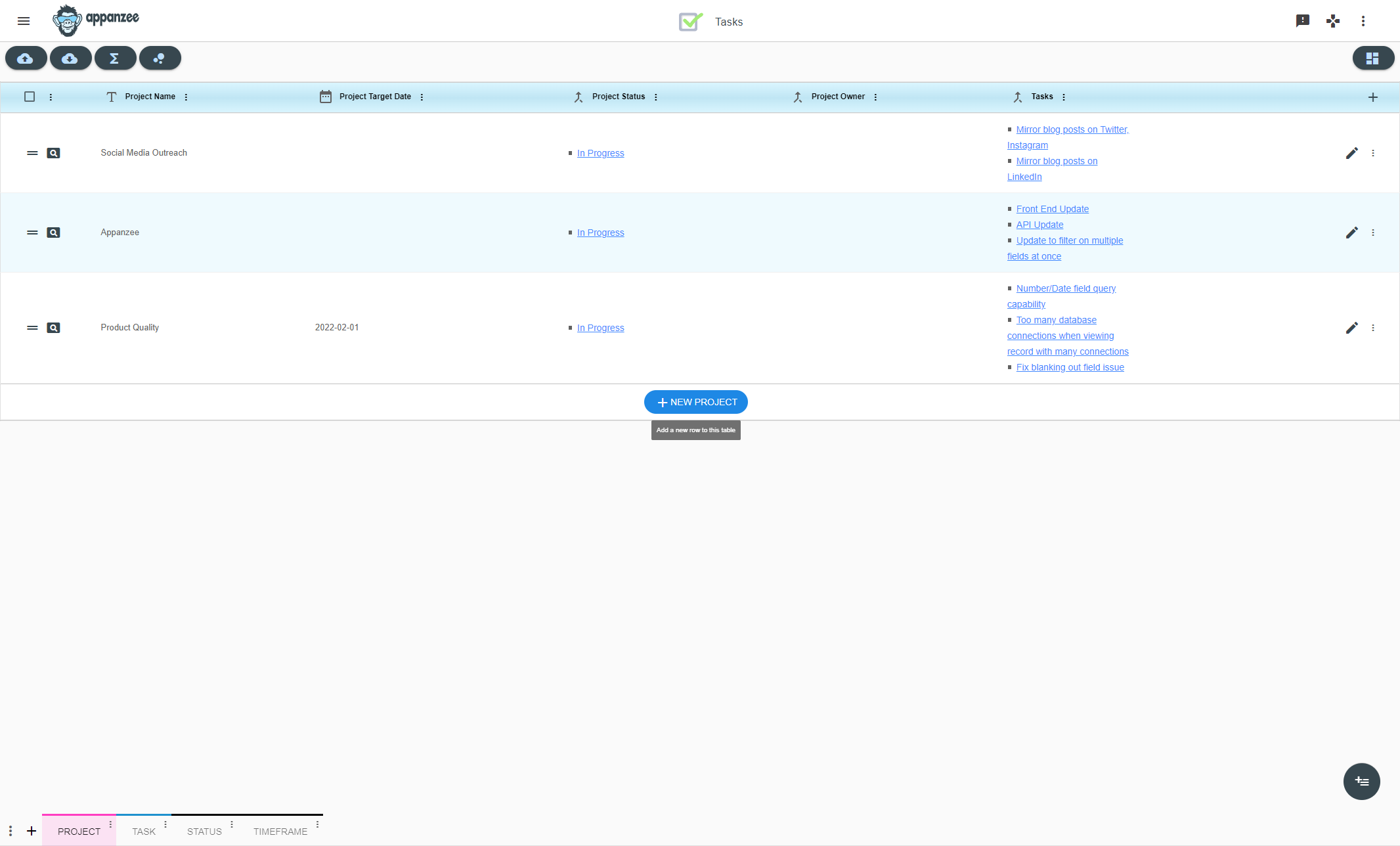 To set up a new project, click New Project