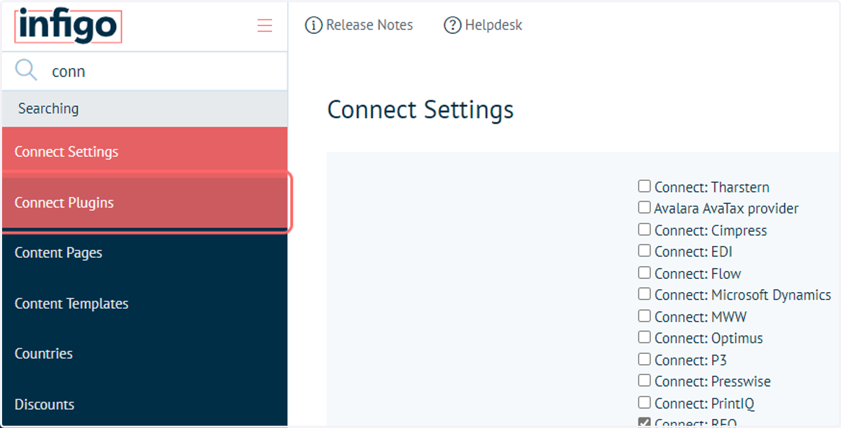 Navigate to the Connect Plugins screen