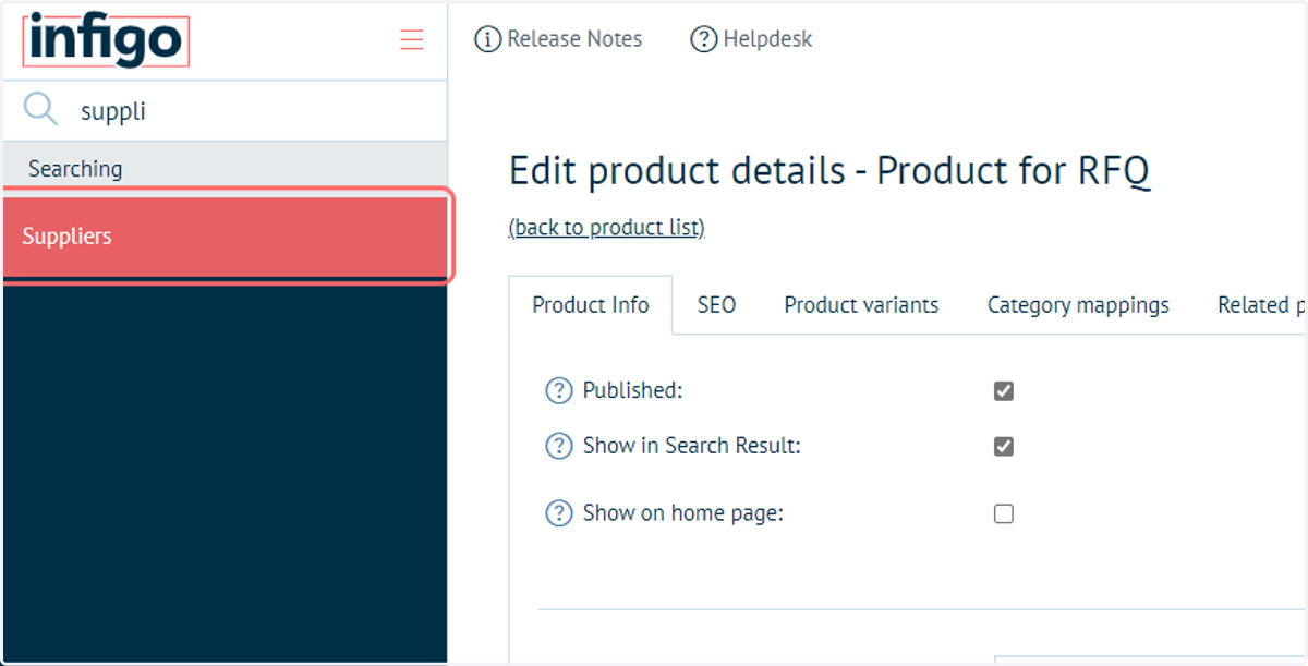 Navigate to Suppliers