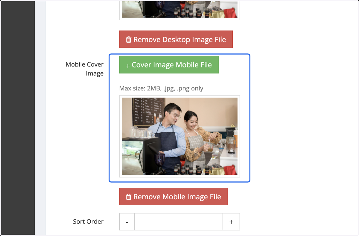 Upload Mobile Cover Image