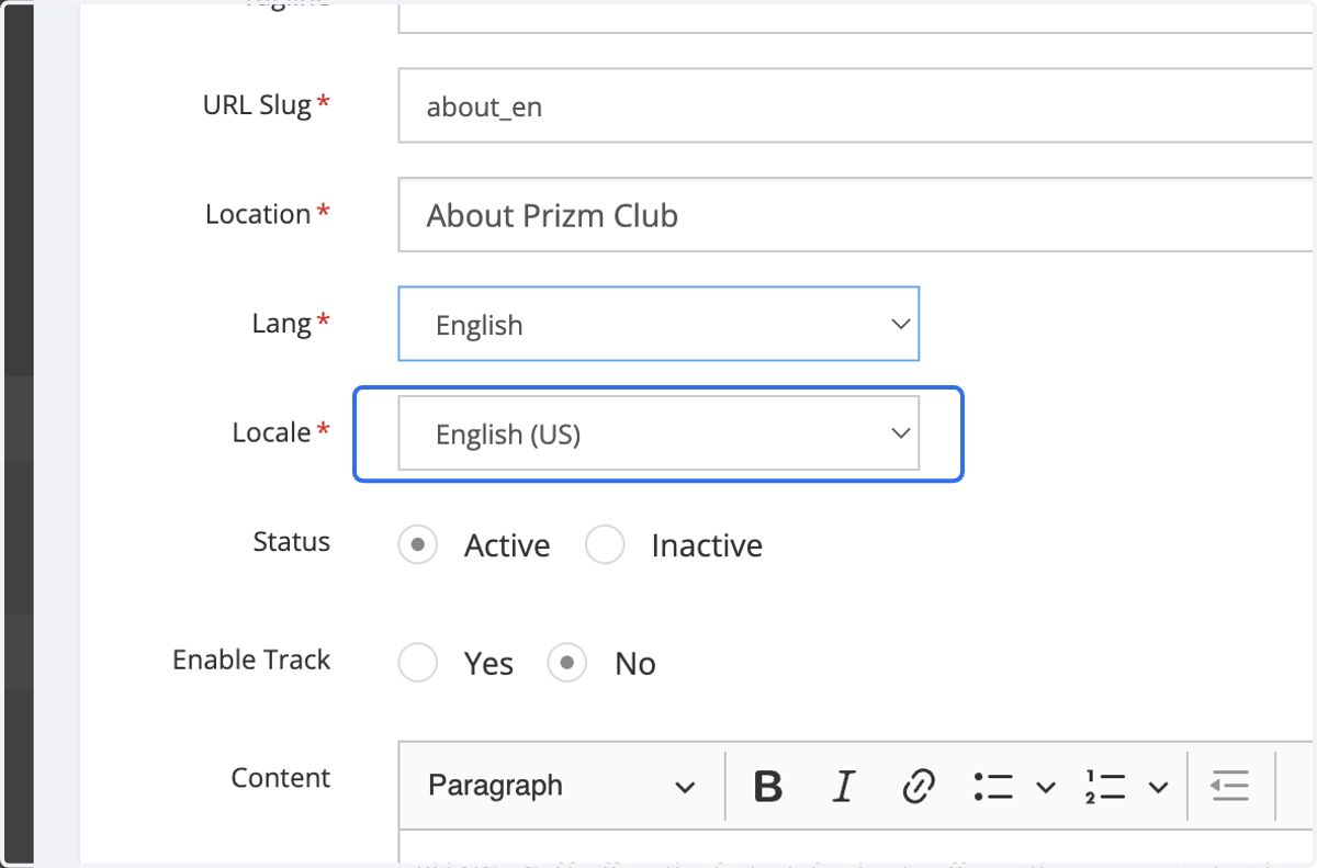 Select Locale