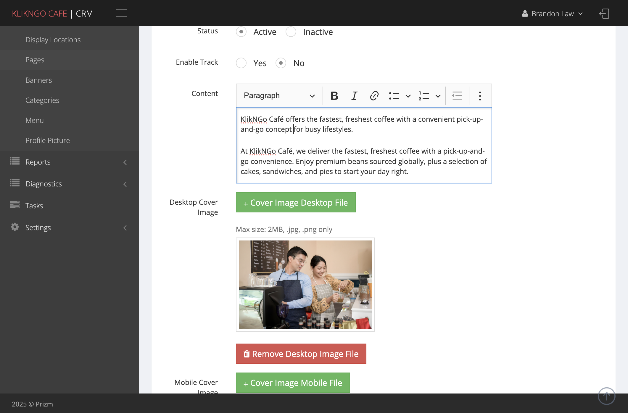 Upload Desktop Cover Image