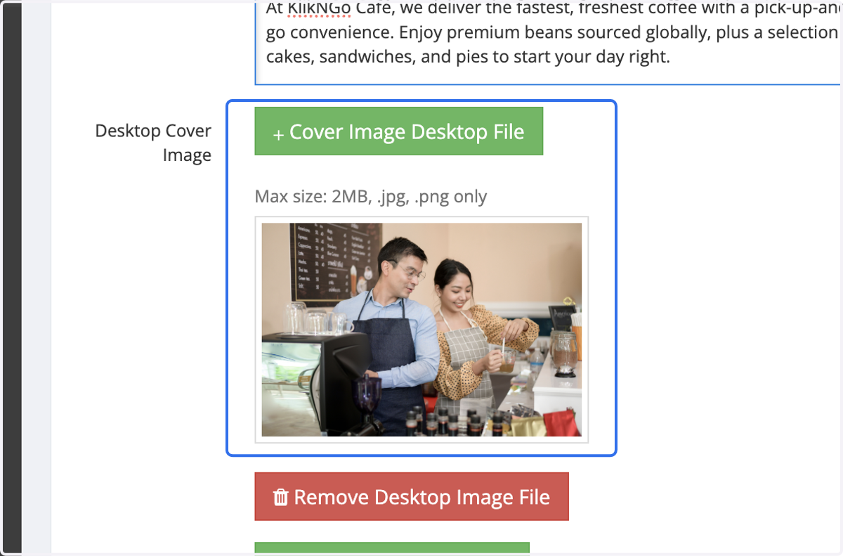 Upload Desktop Cover Image