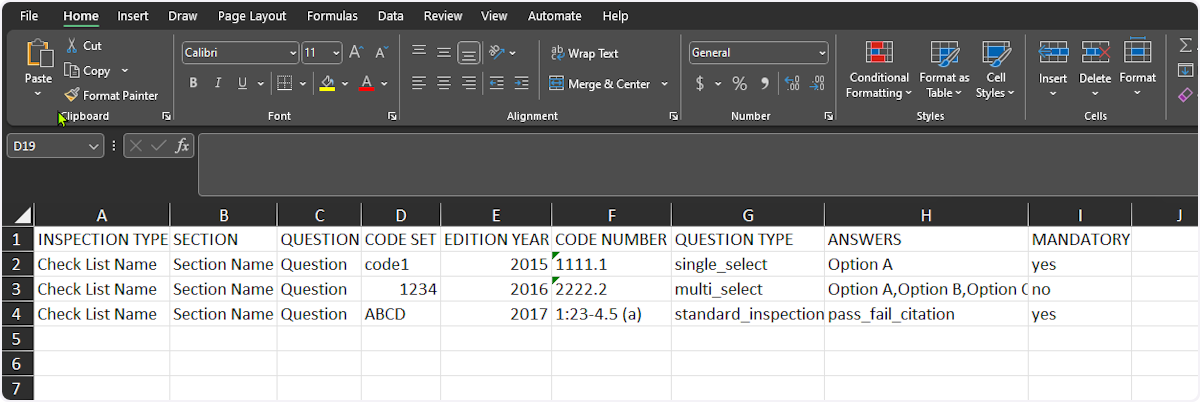 Sample Spreadsheet with example data.