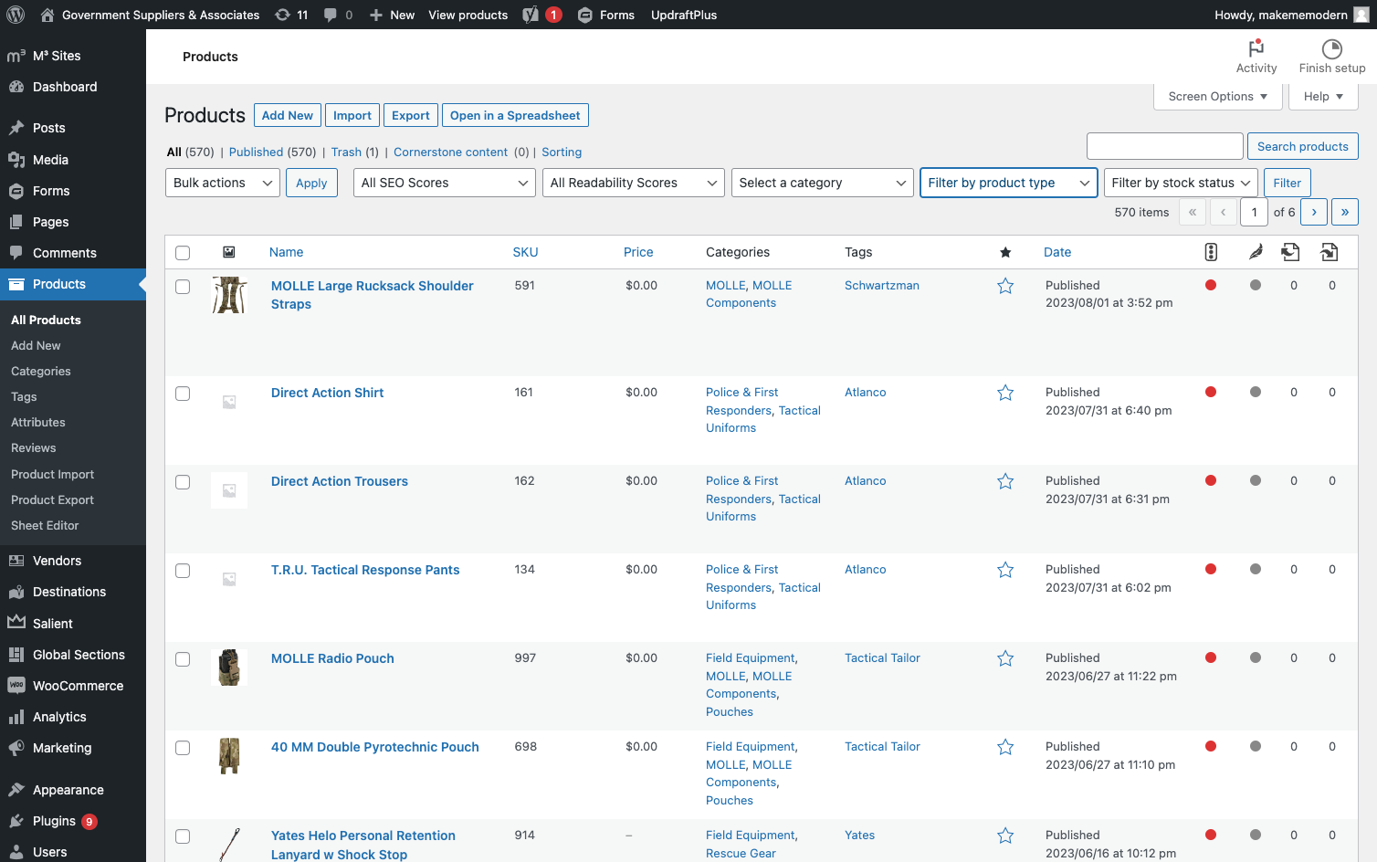 Use the Filter by product type dropdown if you would like to filter by either variable or simple products.
