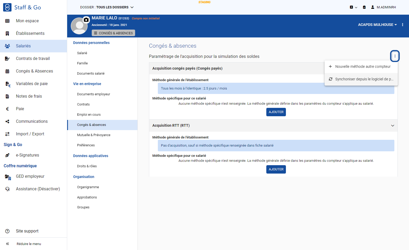 Ajouter une méthode pour un autre compteur ou récupérer le paramétrage depuis le logiciel de paie (Silae)