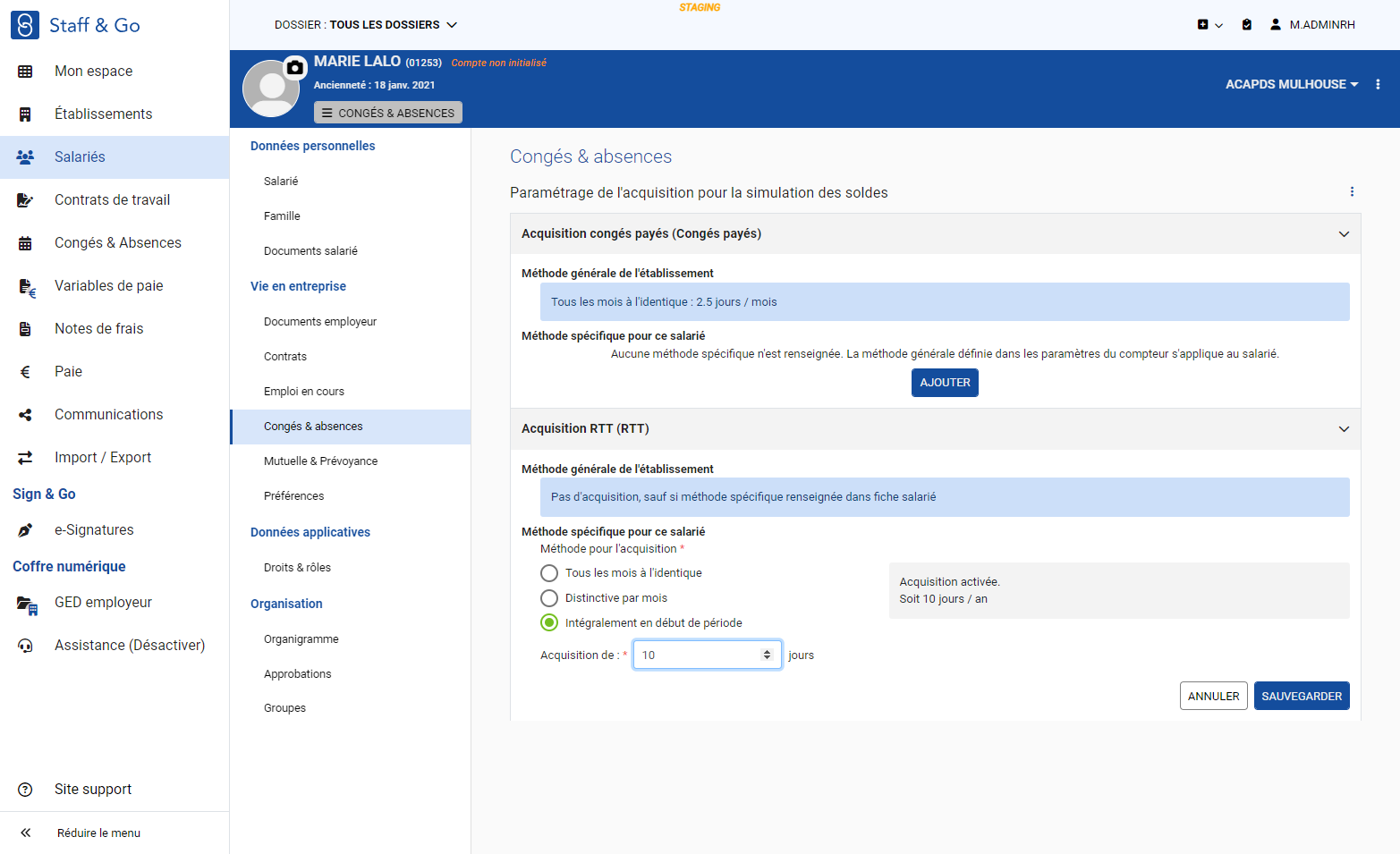 Cliquer sur "Sauvegarder"