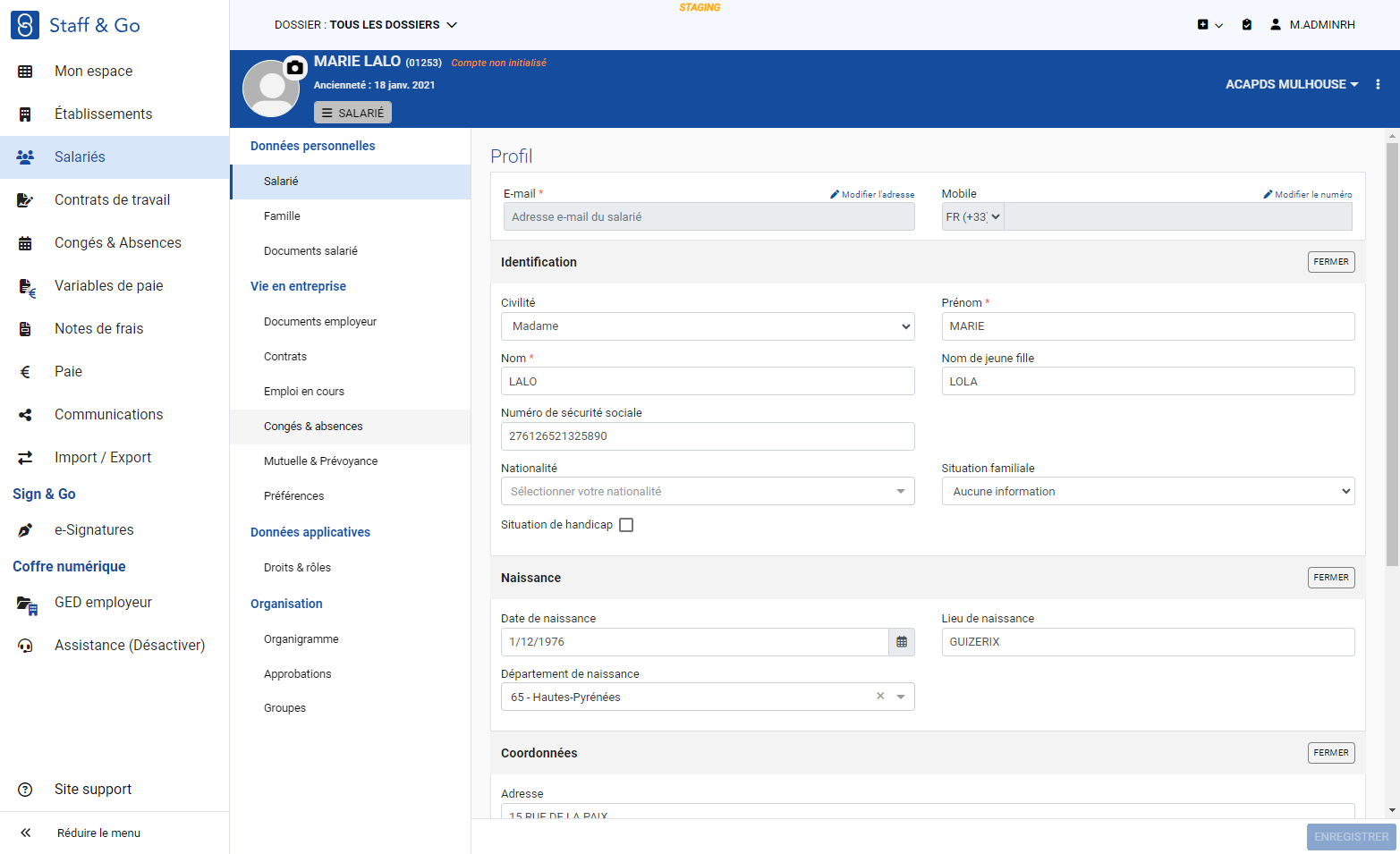 Cliquer sur la section "Congés & absences"