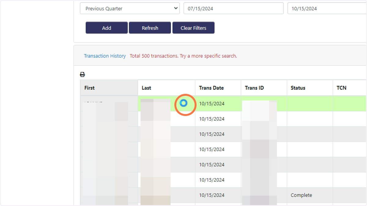 Click on the transaction you want to print the payment QE code from