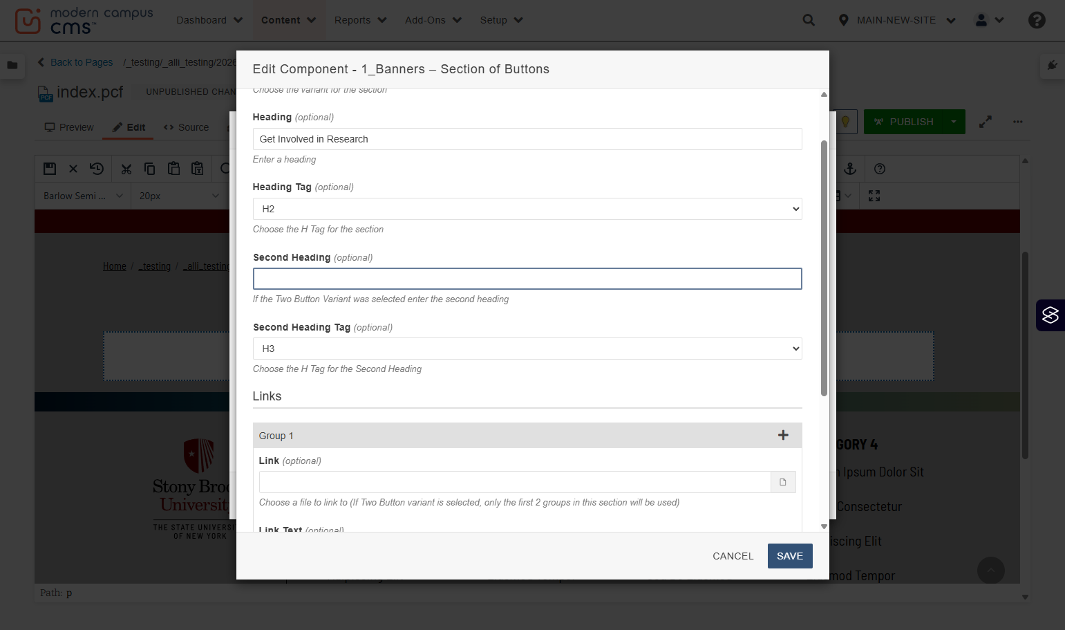 Second Heading tag selector shown, not used for the One Row variant.
