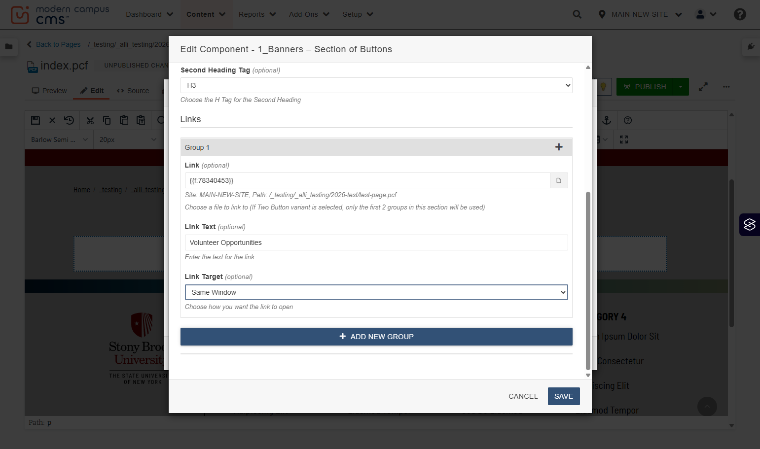 Add New Group button shown for adding additional buttons.