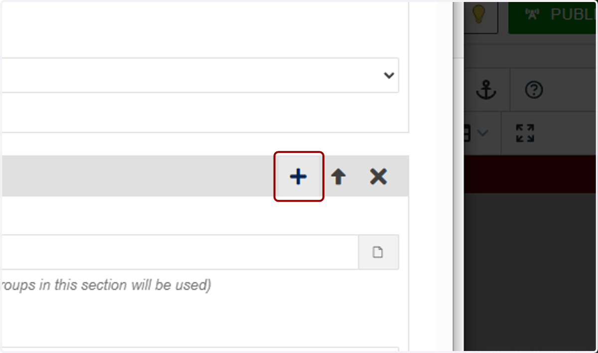 Plus icon shown for adding a new button group.