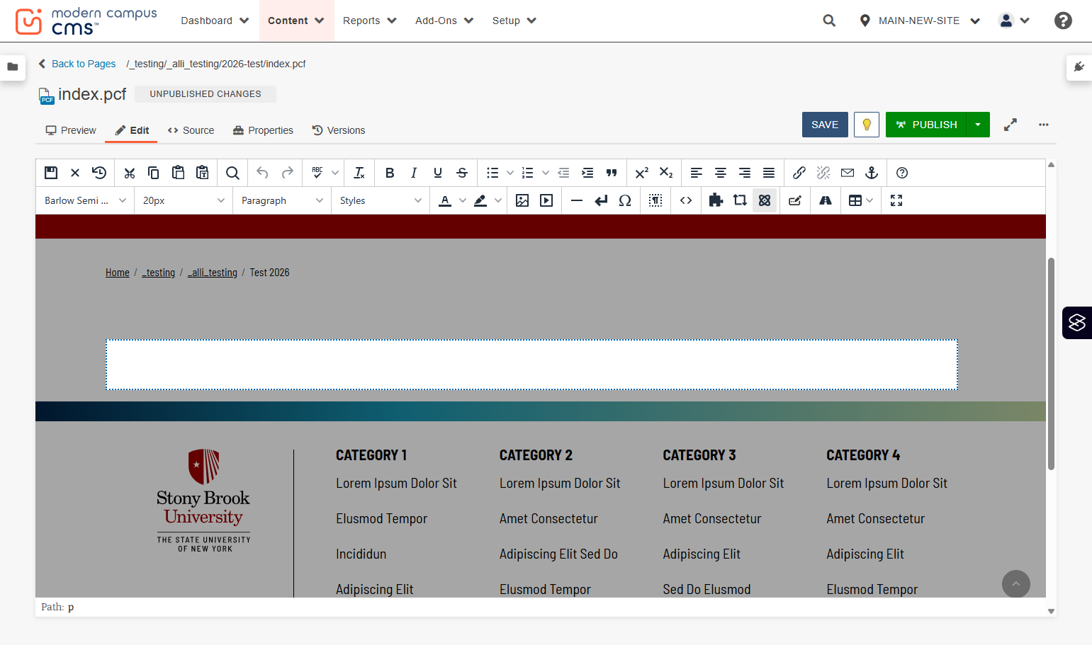Toolbar in the page editor with the Insert Component button highlighted.