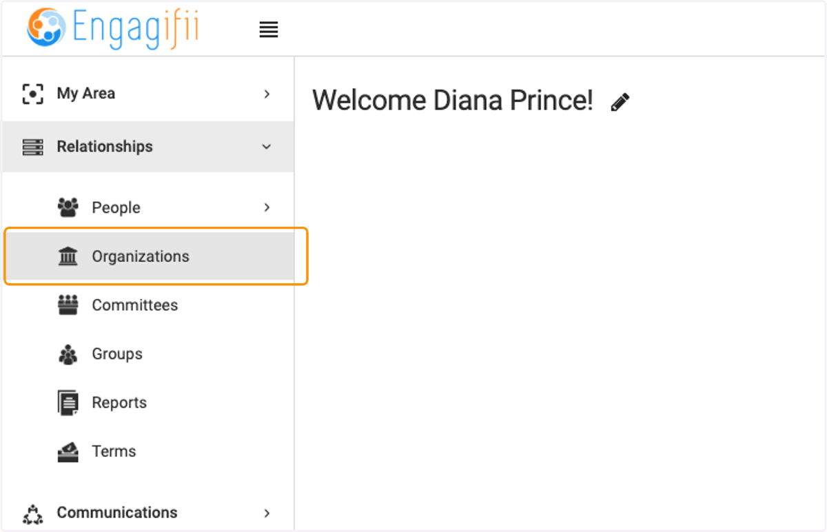 Click on Organizations