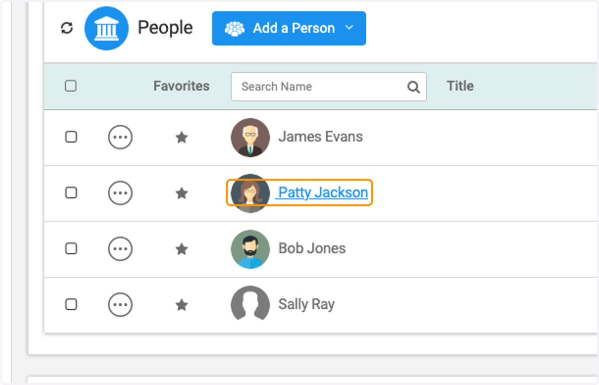 Click on the person you wish to make the key contact