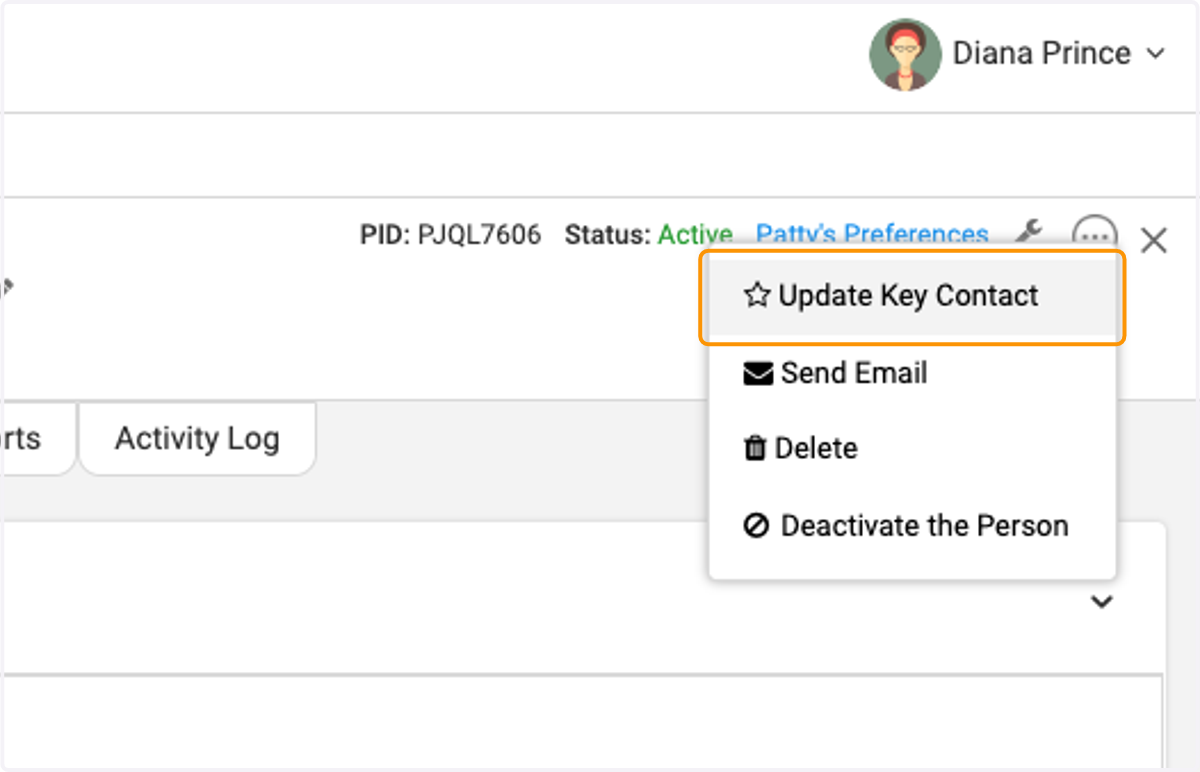 Click on Update Key Contact