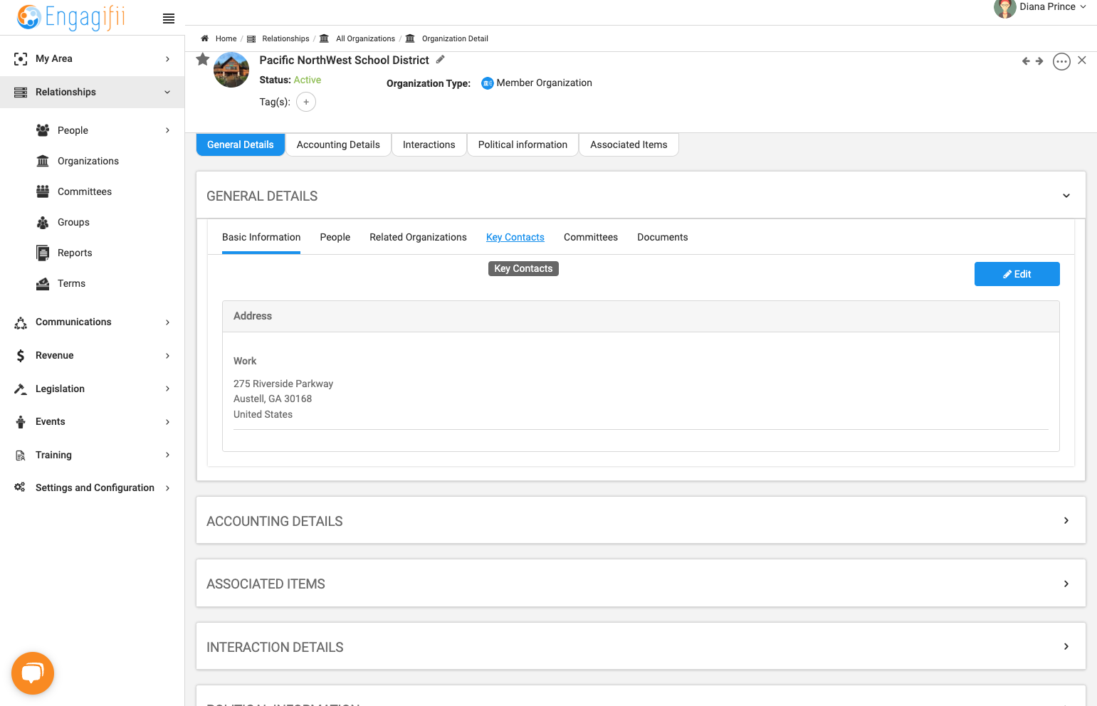 Click on Key Contacts