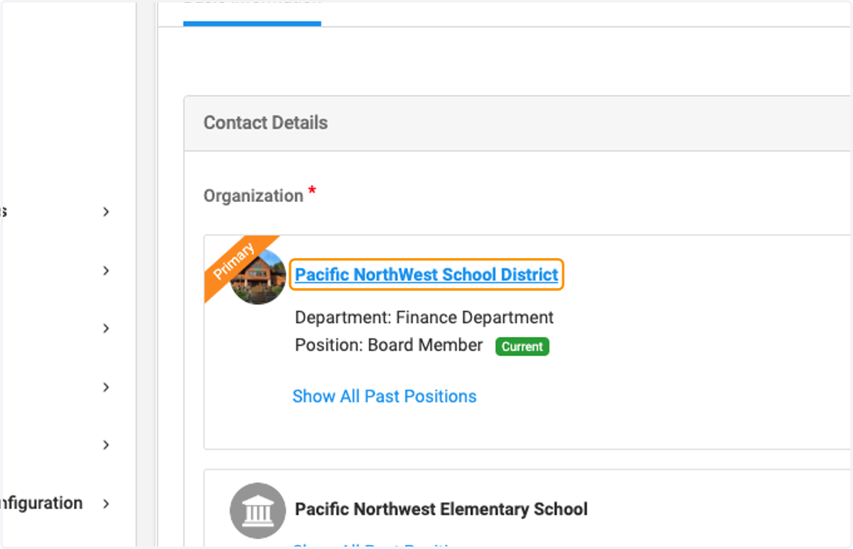 Click back on the organization
