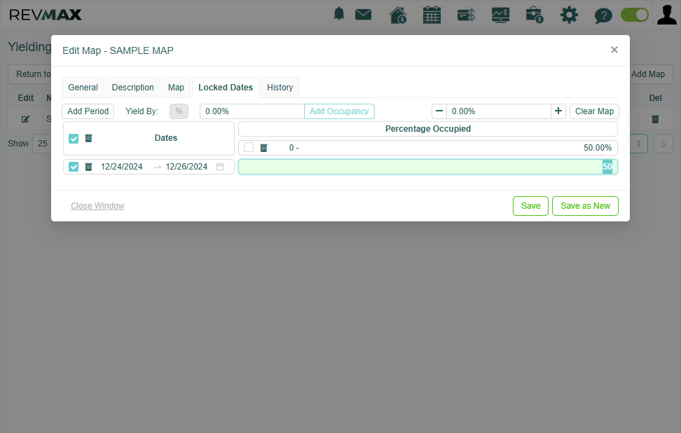 You can also add another Percentage Occupied column by clicking on the "Add Occupancy" button.
