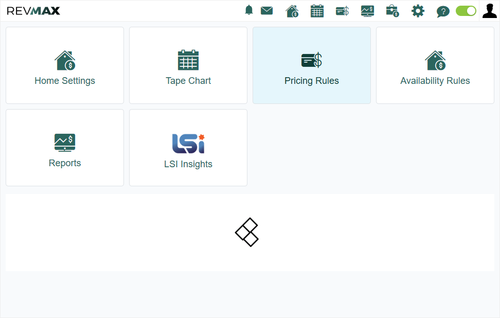 From your RevMax Home Page, click on the Pricing Rules tab