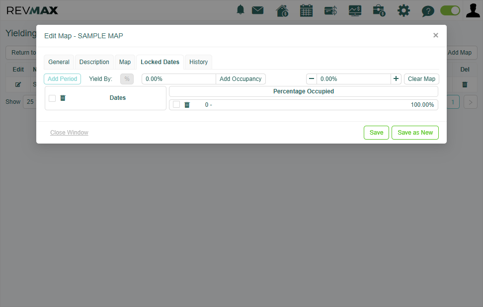 To set up the period you want to lock yielding, click on the add period button.