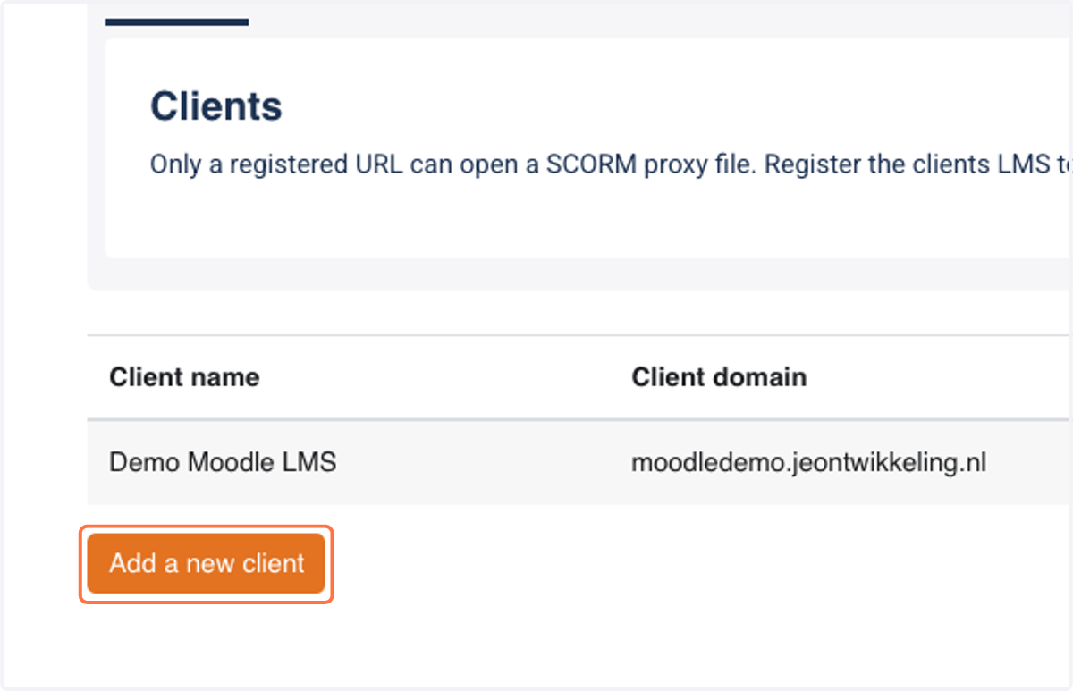 Click on Add a new client