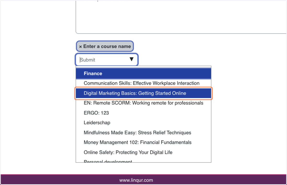 Now select the Course or Courses you want the contract to apply to. Courses can be added or subtracted in the future.