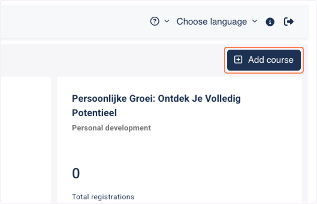 Click on "Add course" to create a course.
