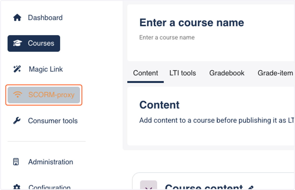 Click on SCORM-proxy to start managing access to the SCORM-proxy file