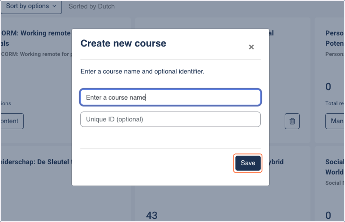 Give your course a name and click on "save"