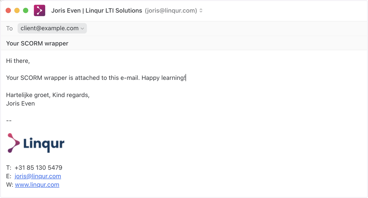 Send the SCORM wrapper to your client and ask them to configure it on their LMS to start learning.