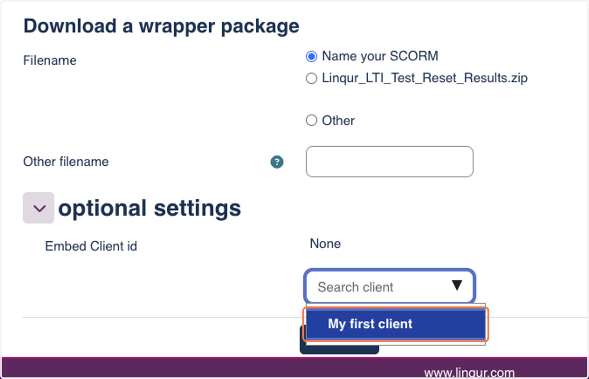 Now select your client form the list.