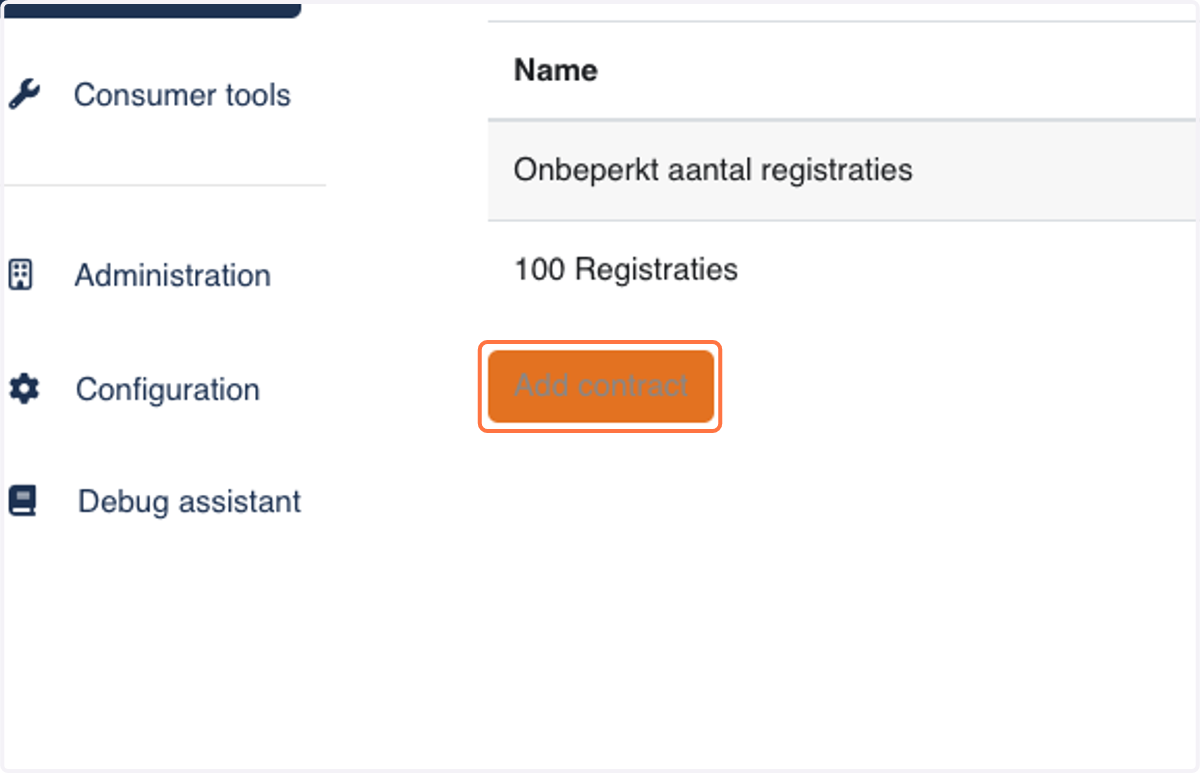 To manage access we need to start by adding a Contract. Click "add contract"