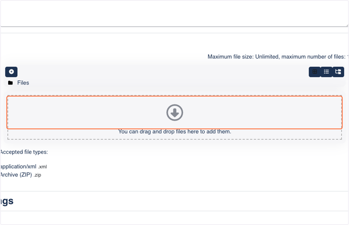 Upload your SCORM-package by selecting it from your file system or drag and drop.
