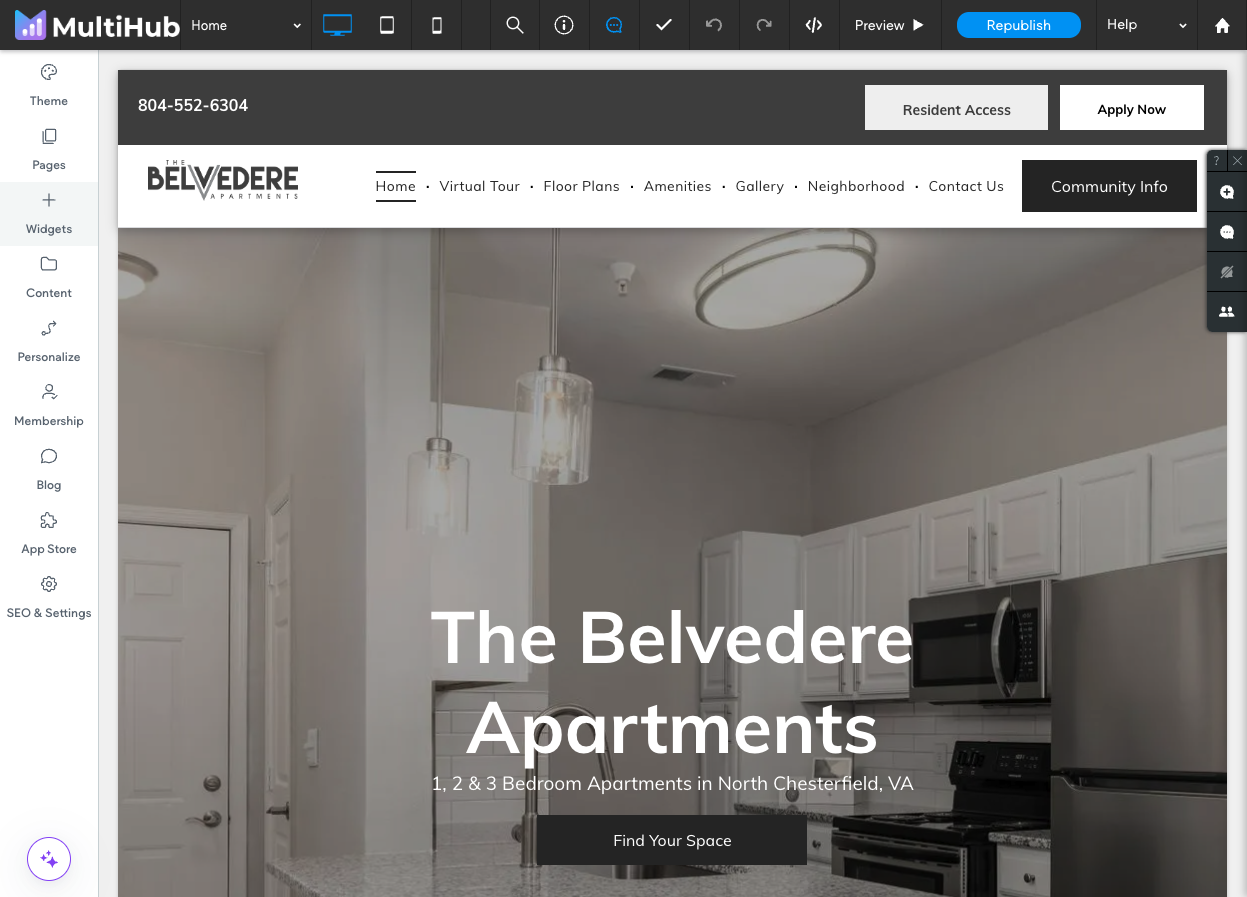 Log onto your property website and click on Widgets