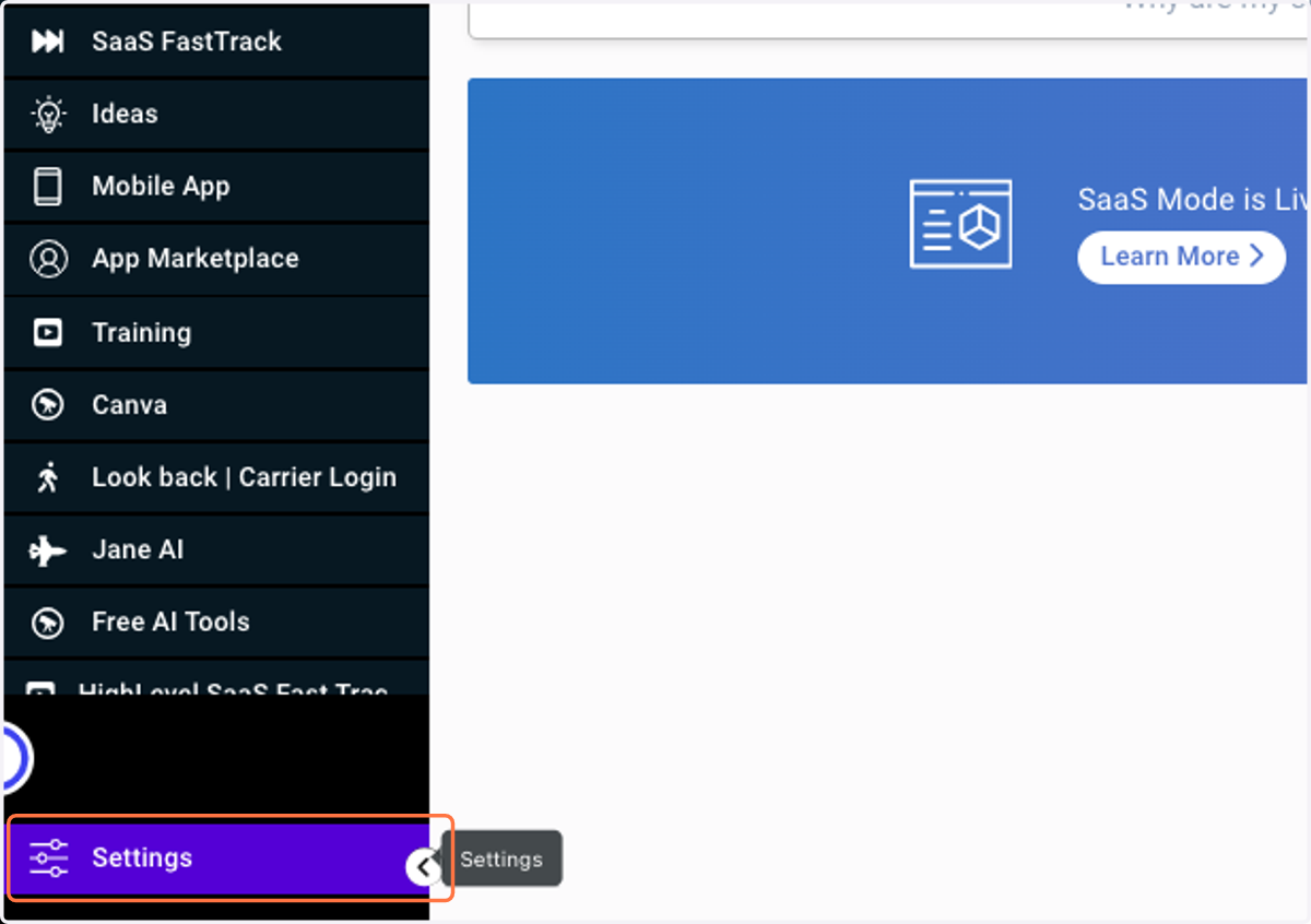 Click on Settings