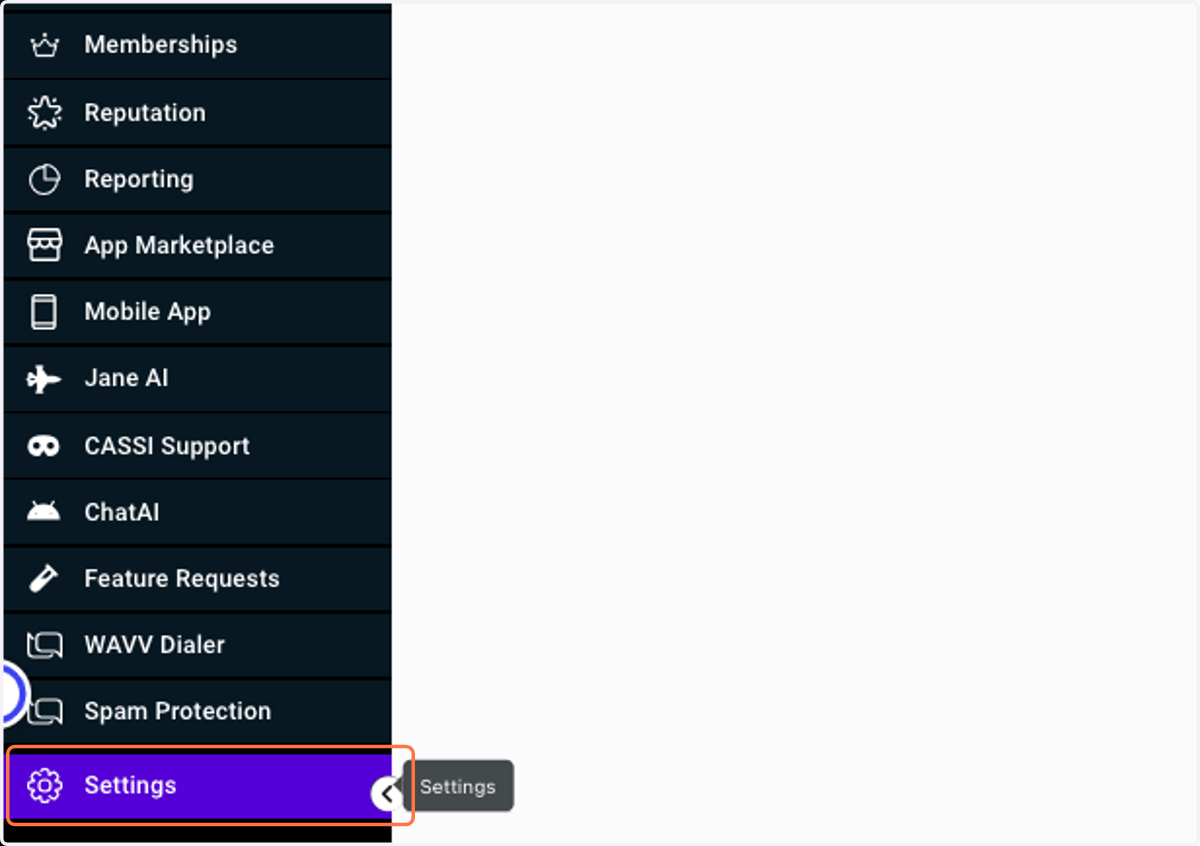 Click on Settings