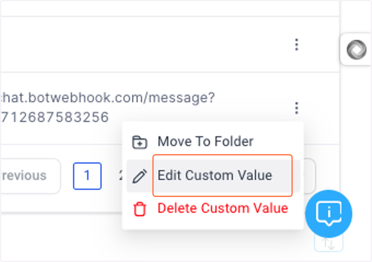 Click on Edit Custom Value
