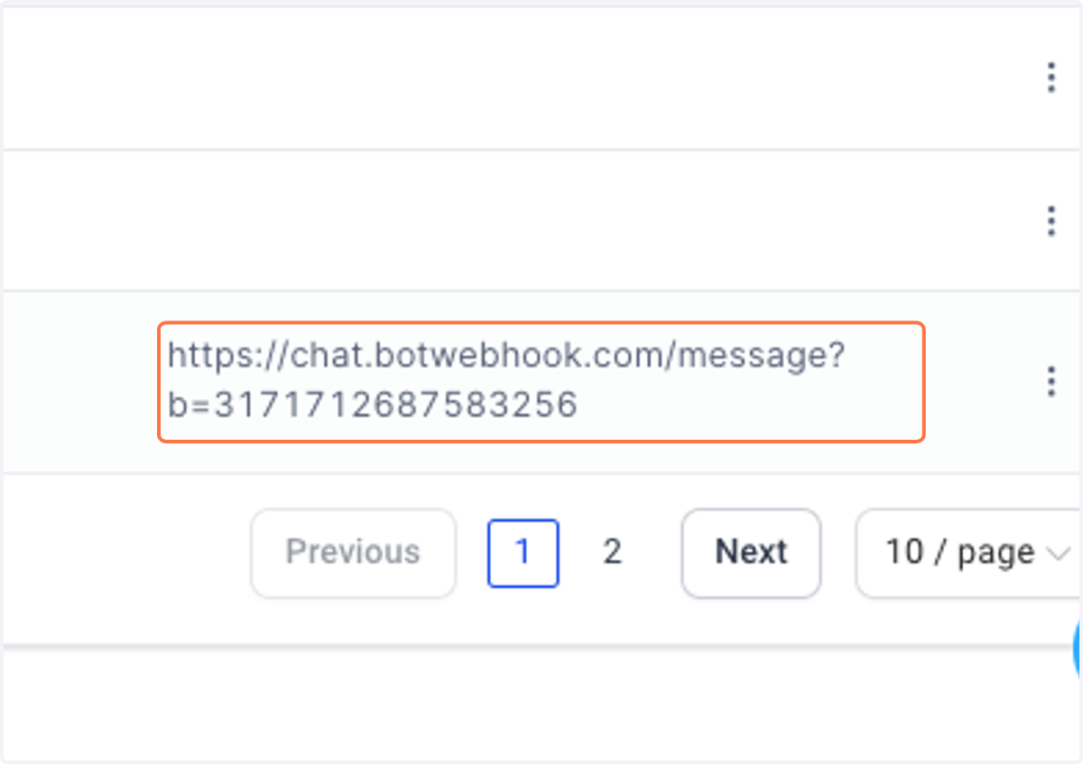 Click on Robot Webhook