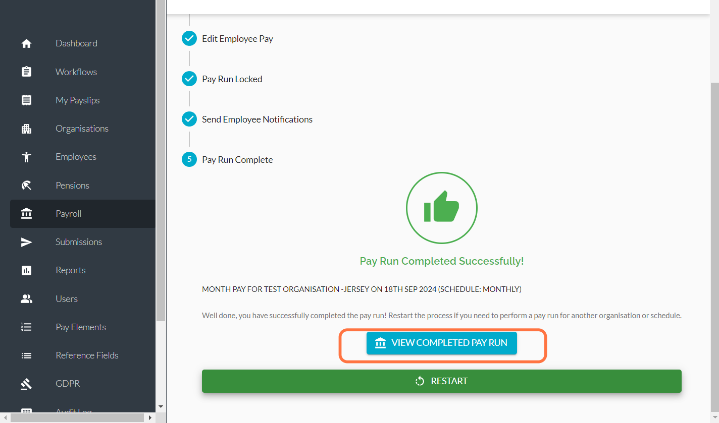 Once your Pay Run is completed, you can review it in Completed Pay Runs section