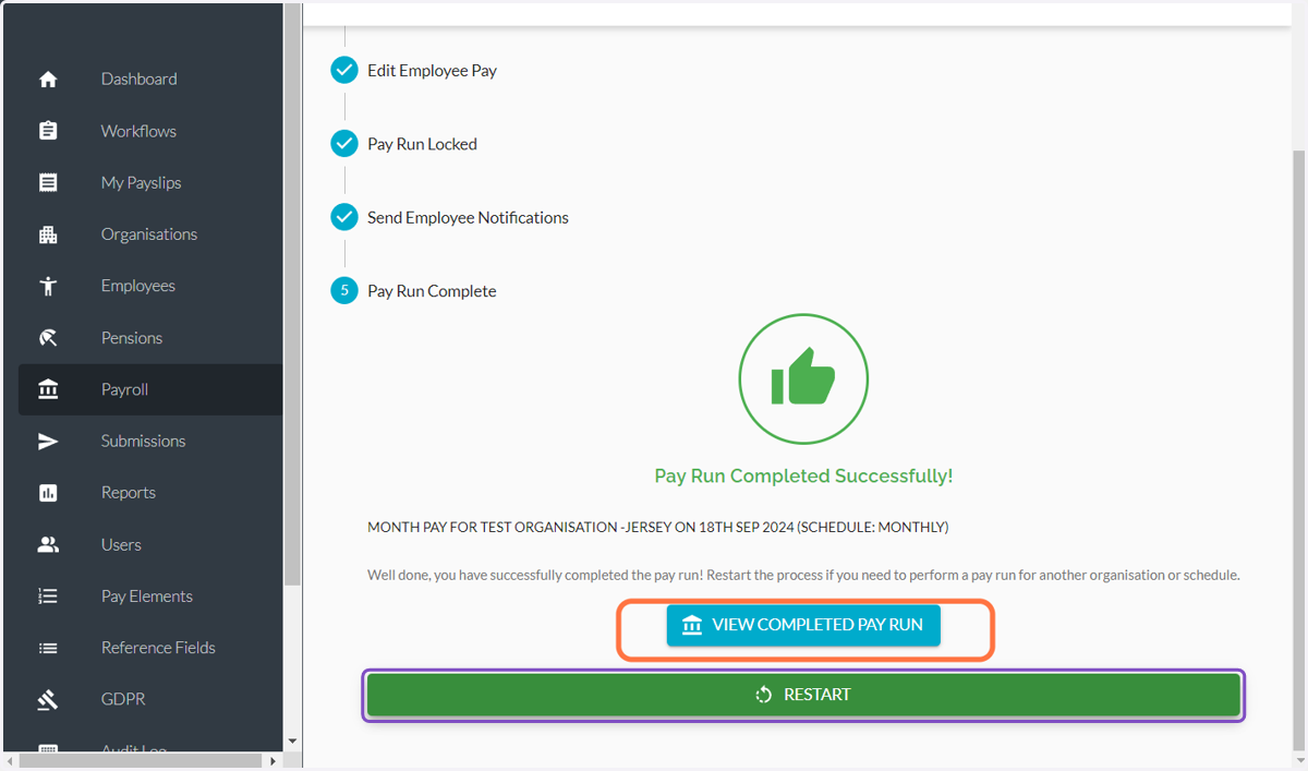 Once your Pay Run is completed, you can review it in Completed Pay Runs section