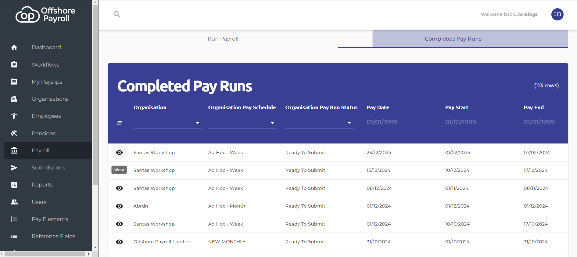 Click to view more detail on the Pay Run