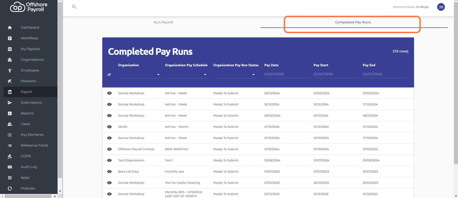 At this stage your Pay Run is completed and you can review it in Completed Pay Runs (optional)