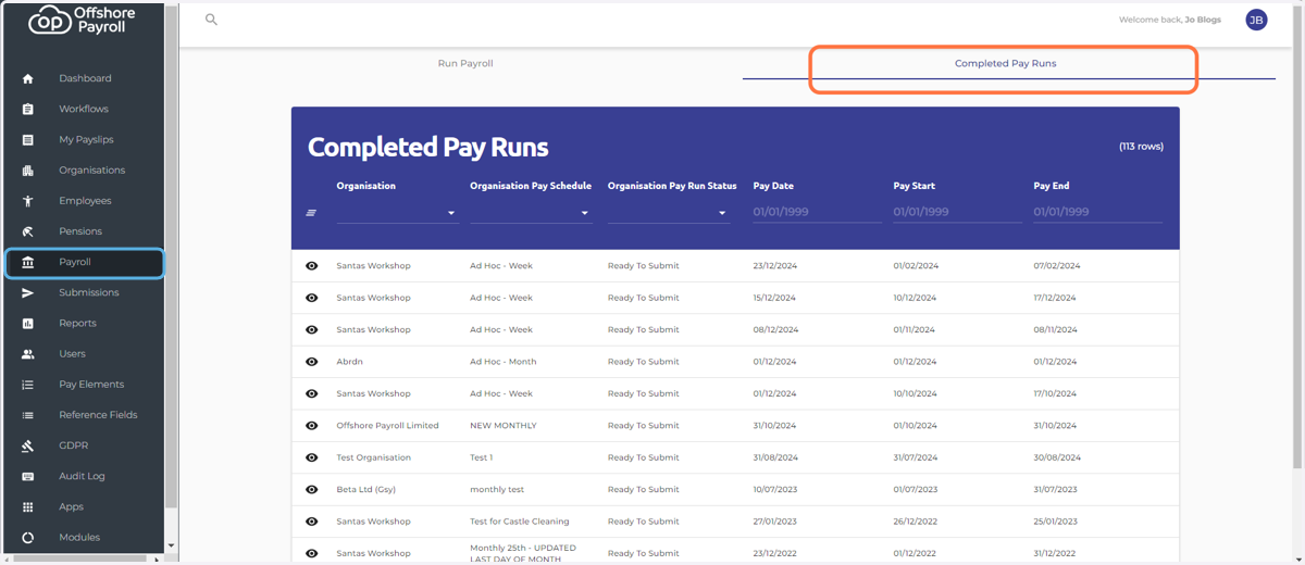 At this stage your Pay Run is completed and you can review it in Completed Pay Runs (optional)